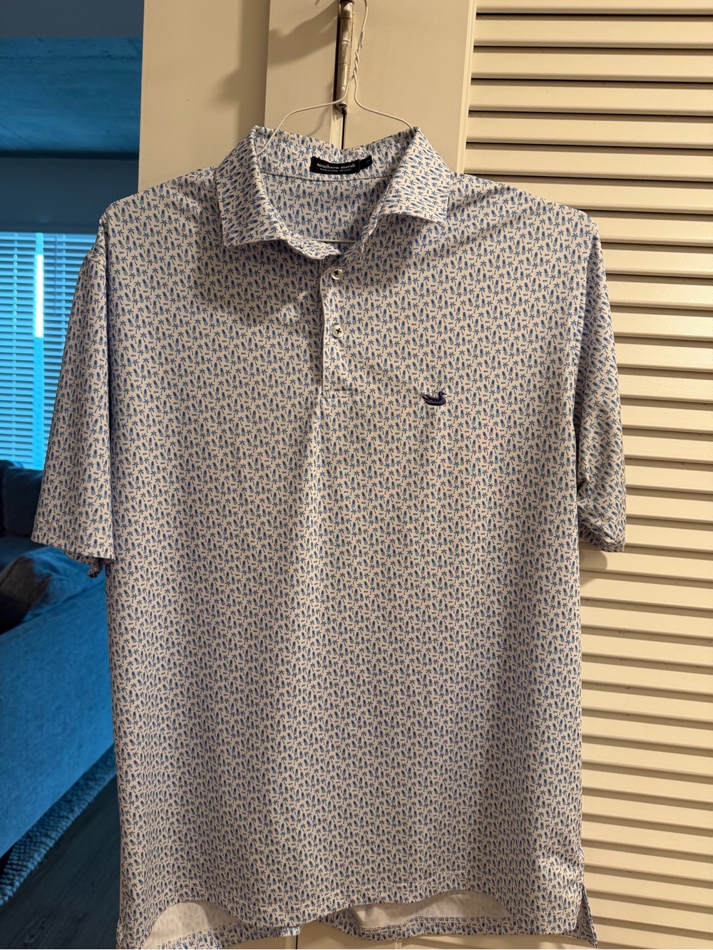 Southern Marsh Light Blue Micro-Print Polo